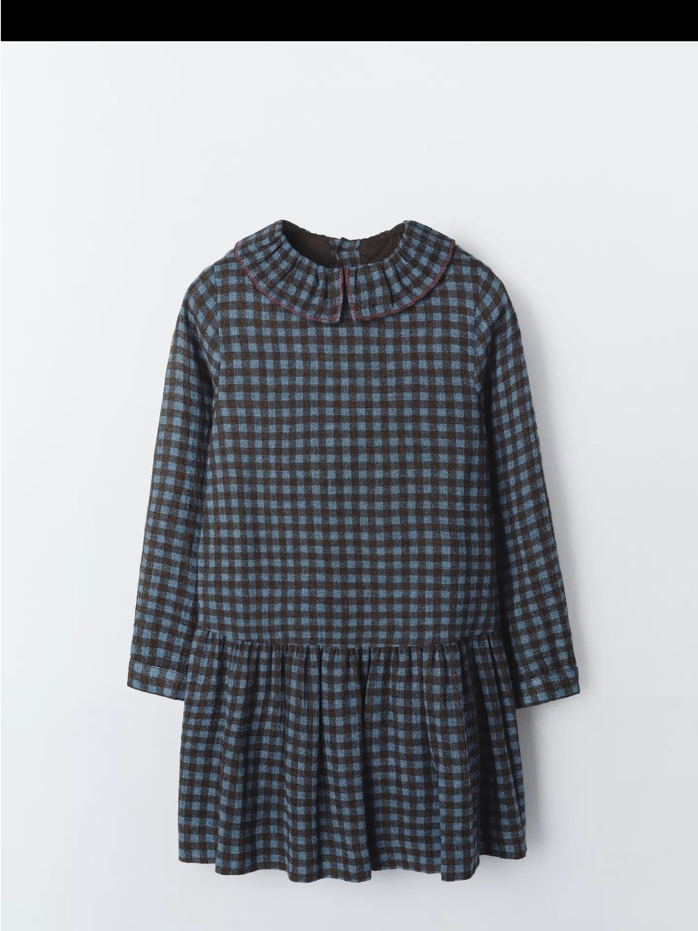 Zara Blue and Brown Checked Peter Pan Collar Dress